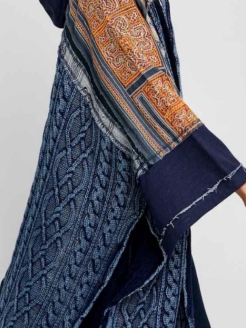 Free People Sammy Cable Poncho Navy Blue Small